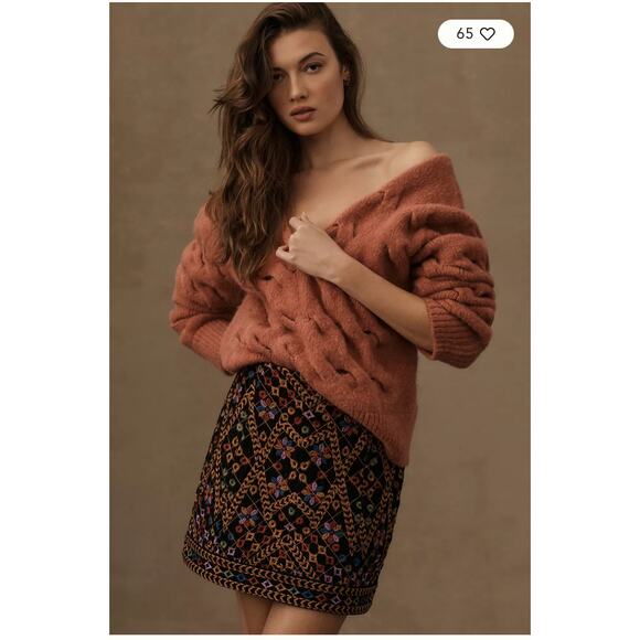 Anthropologie Farm Rio Embroidered Corduroy Mini Skirt Size Small - Picture 2 of 14